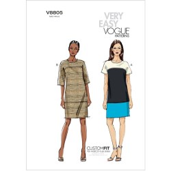 8805 VERY EASY VOGUE COLOR BLOCK  OR NOT PULLOVER SHORT SLEEVE DRESS PATTERN 16-24 or 8-16 choice  A.B.C.D. CUP new